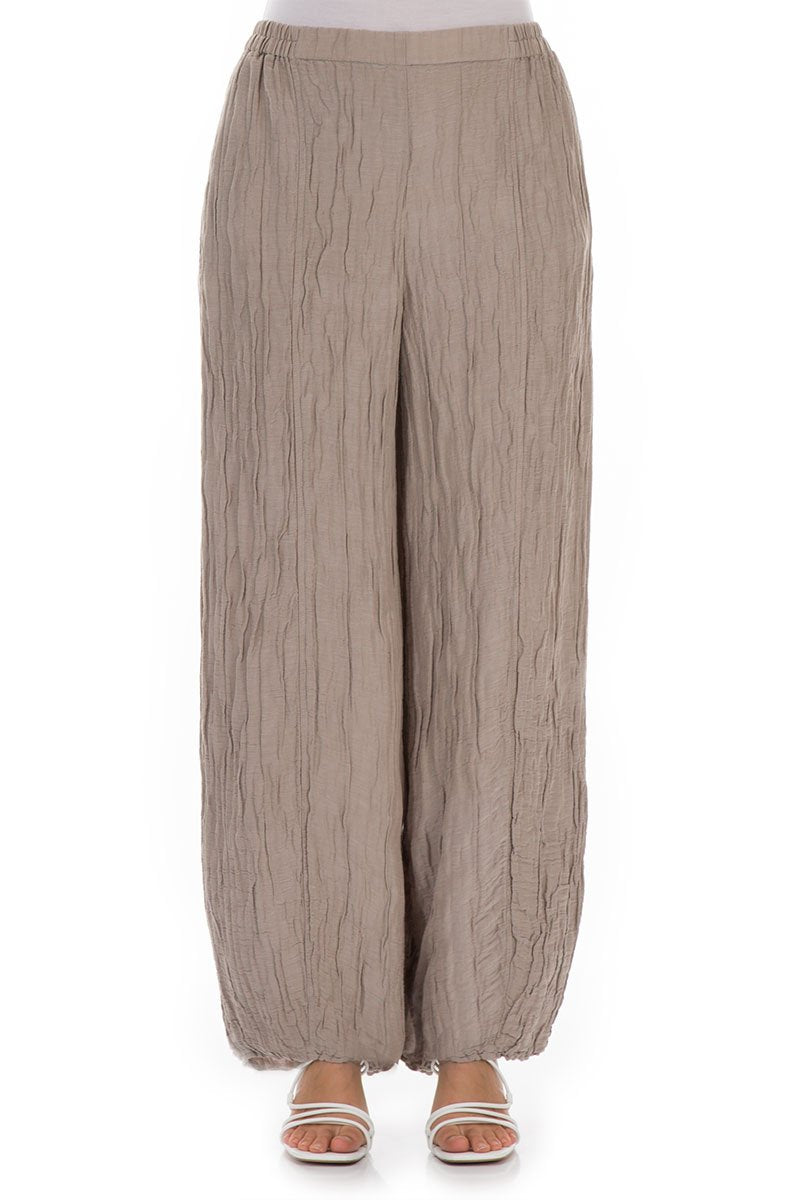 Long Crinkled Beige Trousers