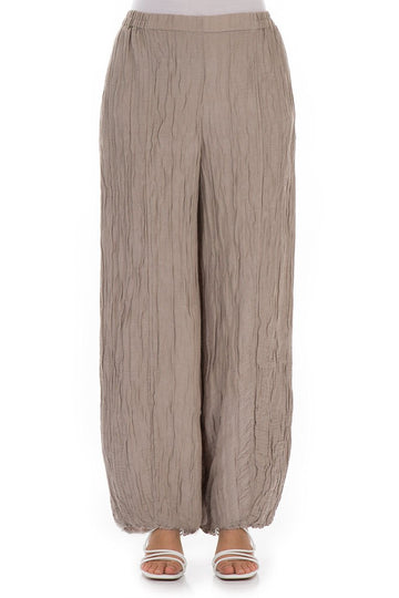 Long Crinkled Beige Trousers