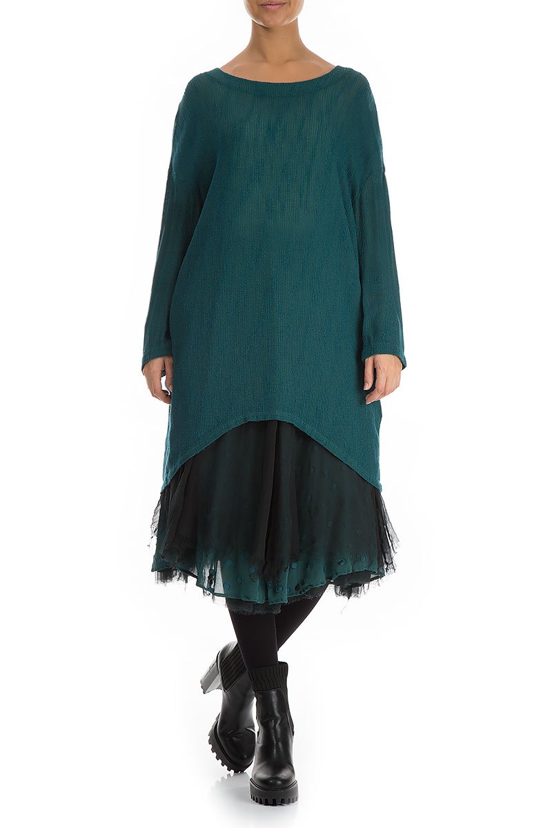 Long Edges Emerald Silk Tunic