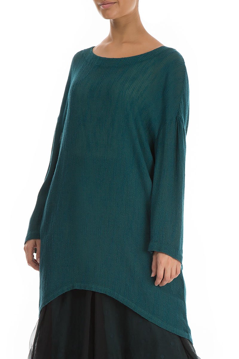 Long Edges Emerald Silk Tunic