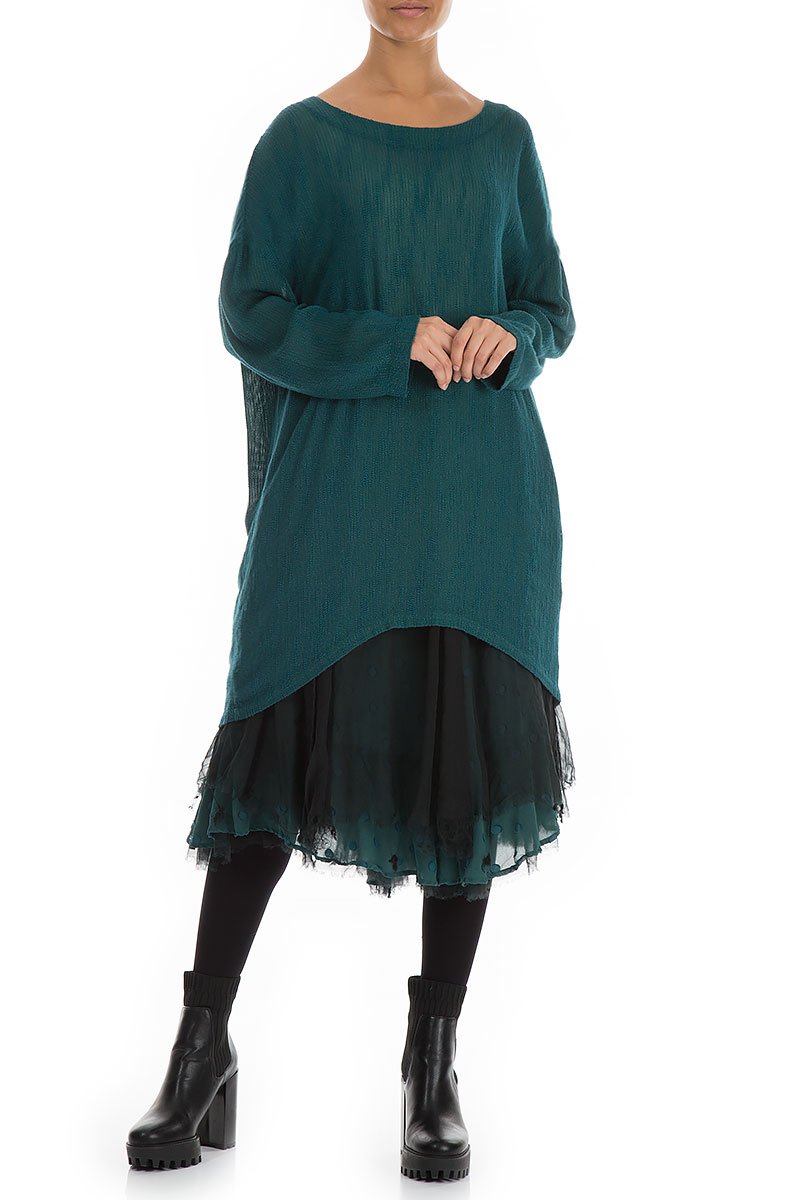 Long Edges Emerald Silk Tunic