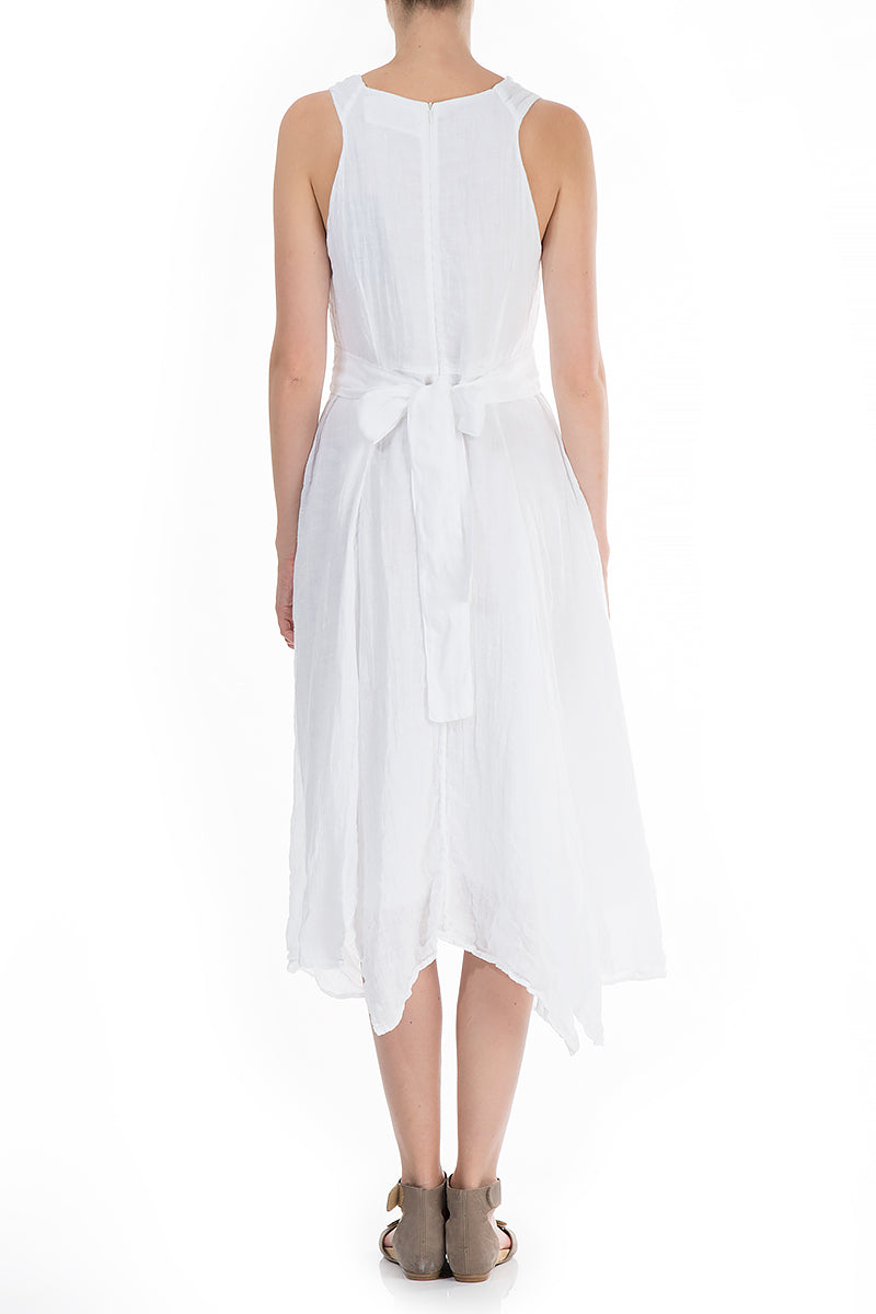 Flowy White Linen Dress