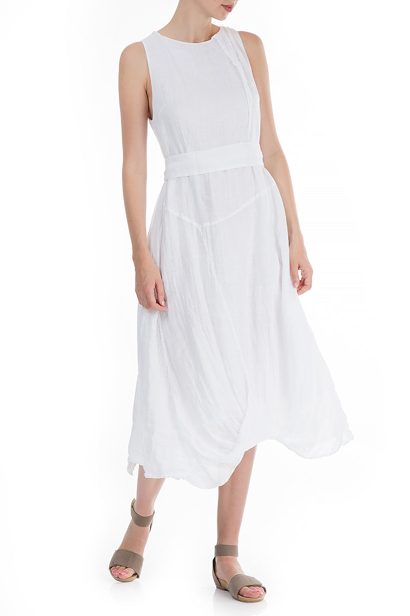 Flowy White Linen Dress
