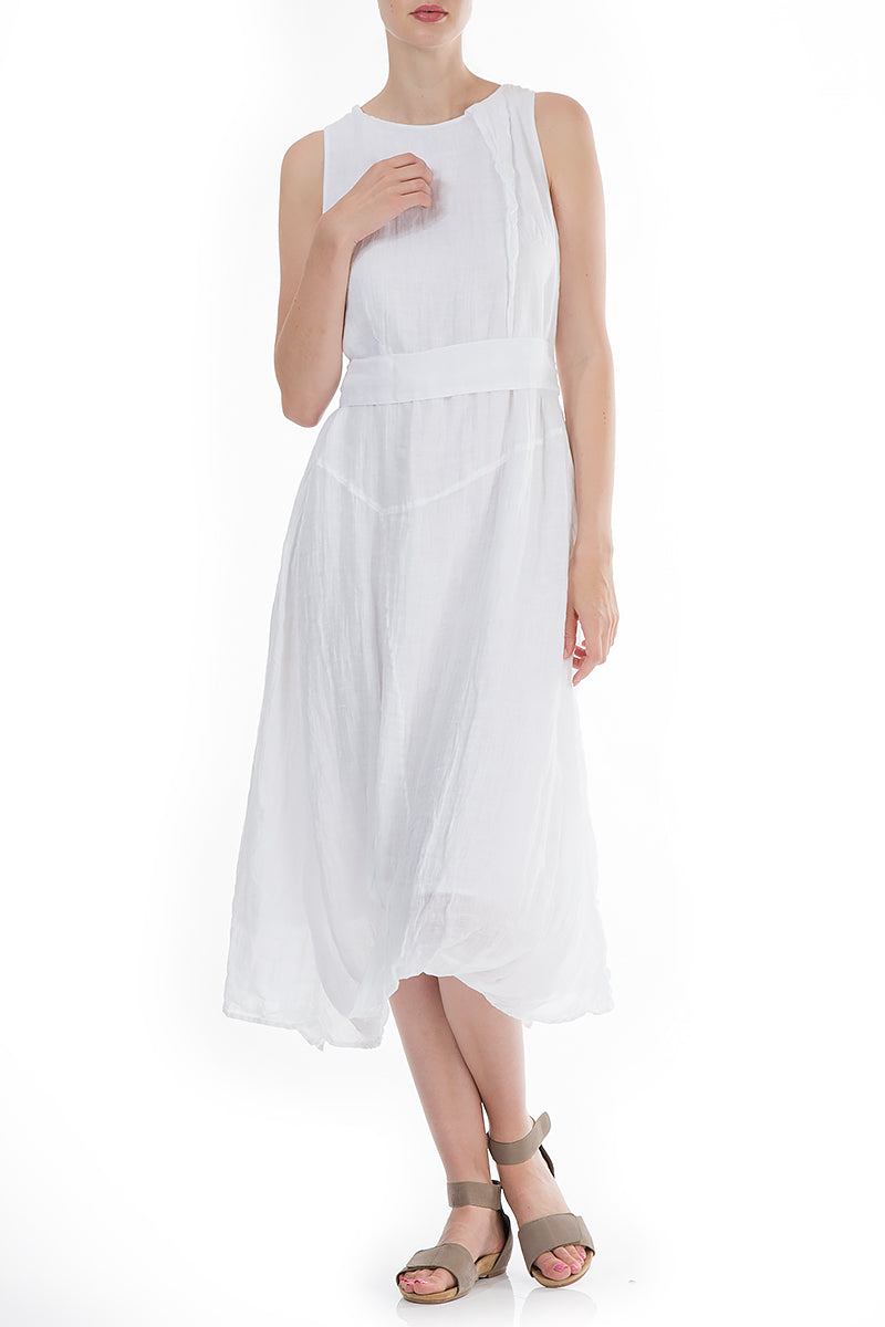 Flowy White Linen Dress