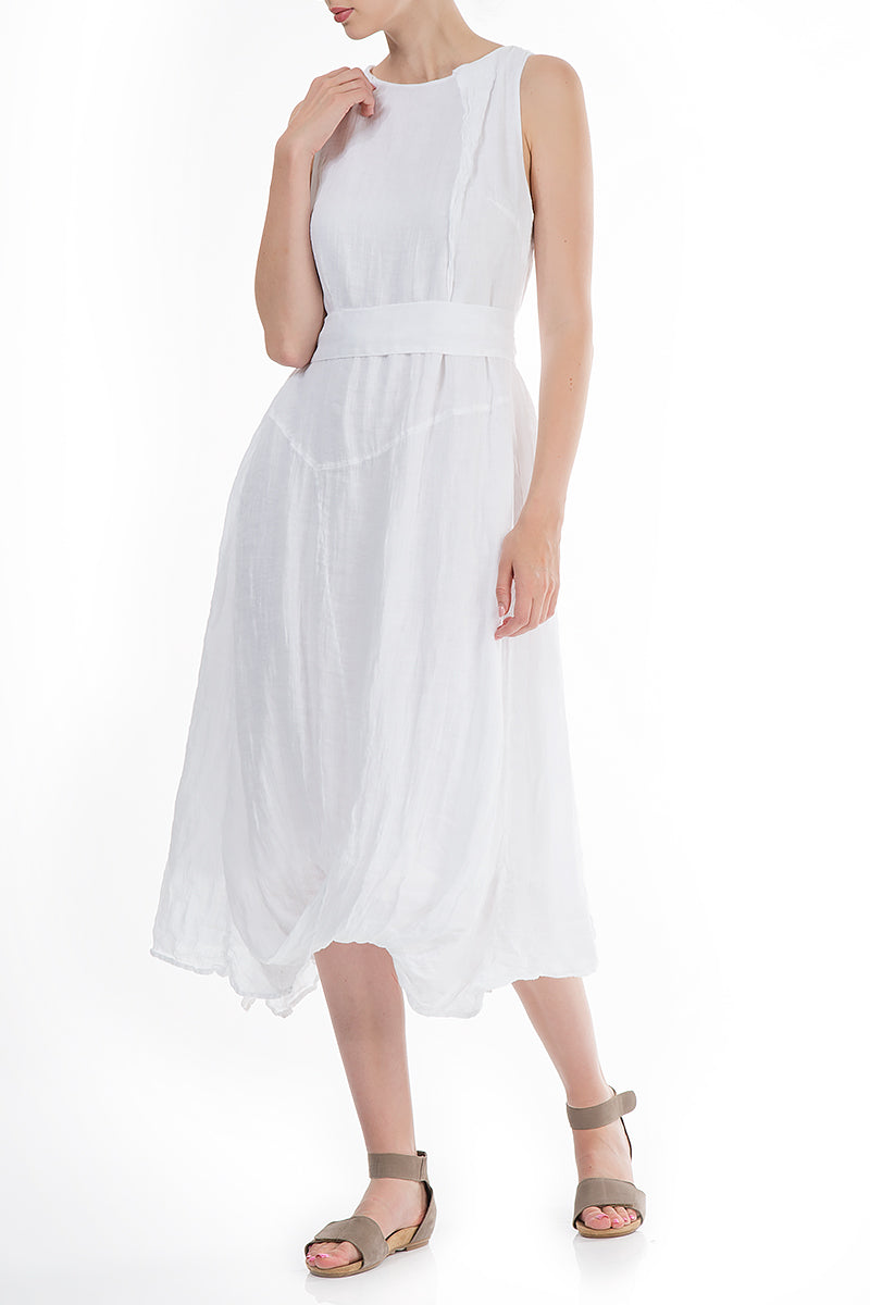Flowy White Linen Dress