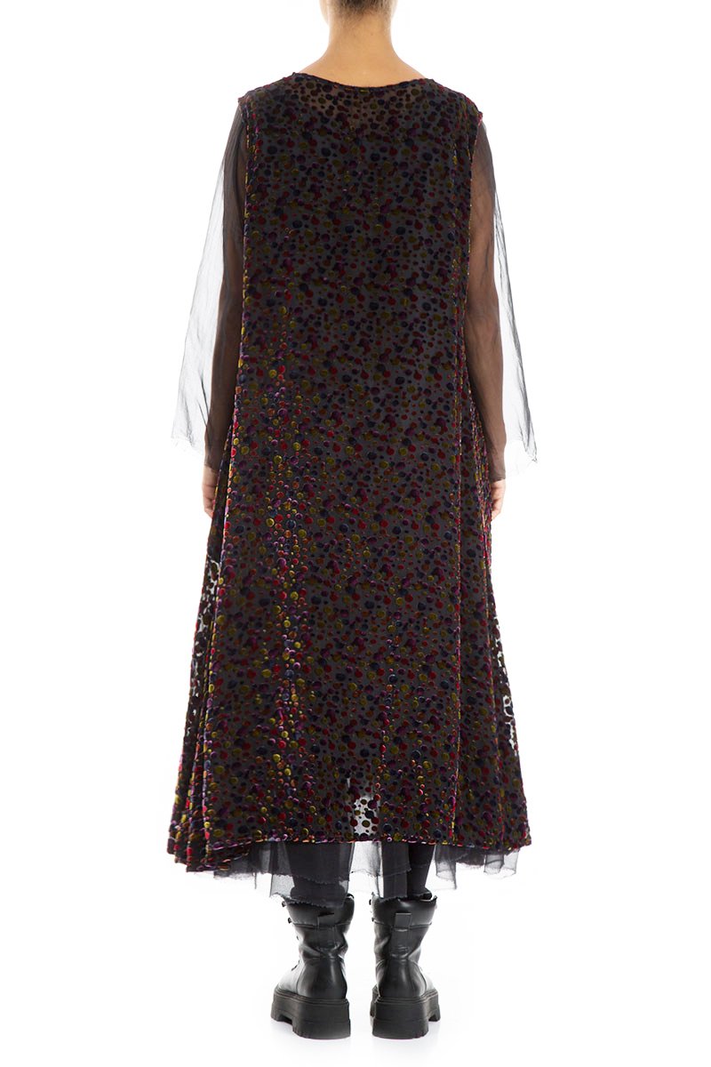 Long Festive Devoré Dot Silk Velvet Dress
