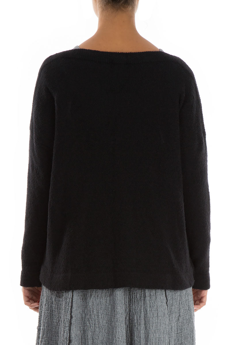 Long Sleeves Black Wool Sweater
