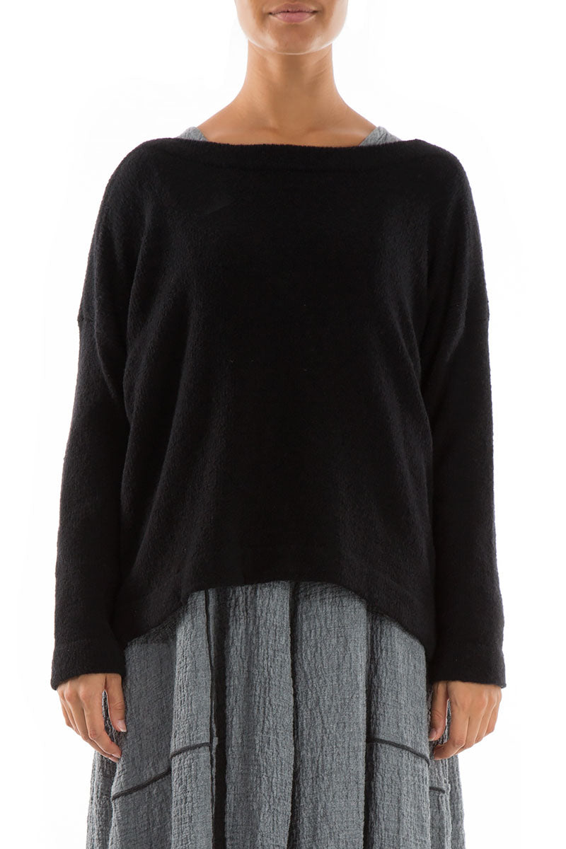 Long Sleeves Black Wool Sweater