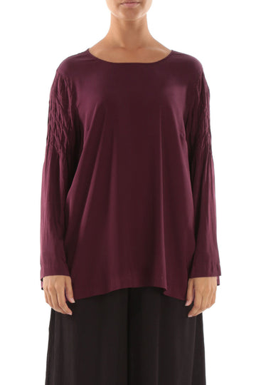Long Sleeves Silk Bamboo Wine Blouse