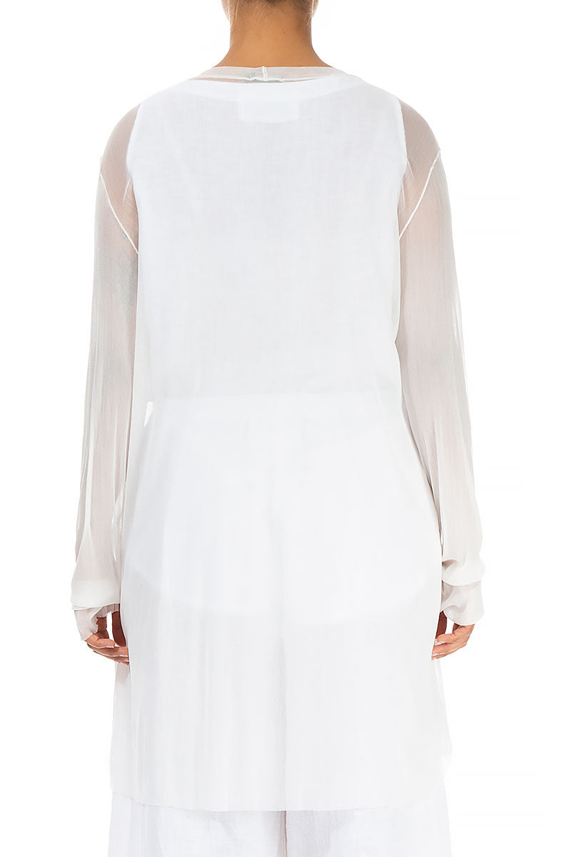 Long White Tulle Silk Tunic