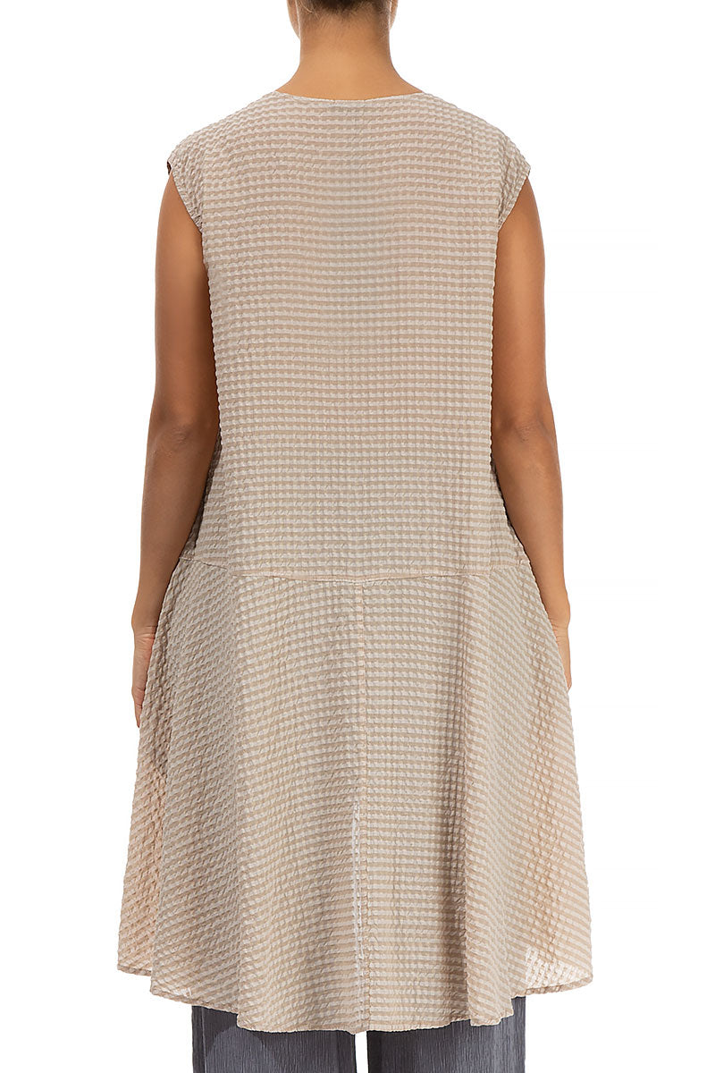 Longer Back Beige Textured Silk Tunic