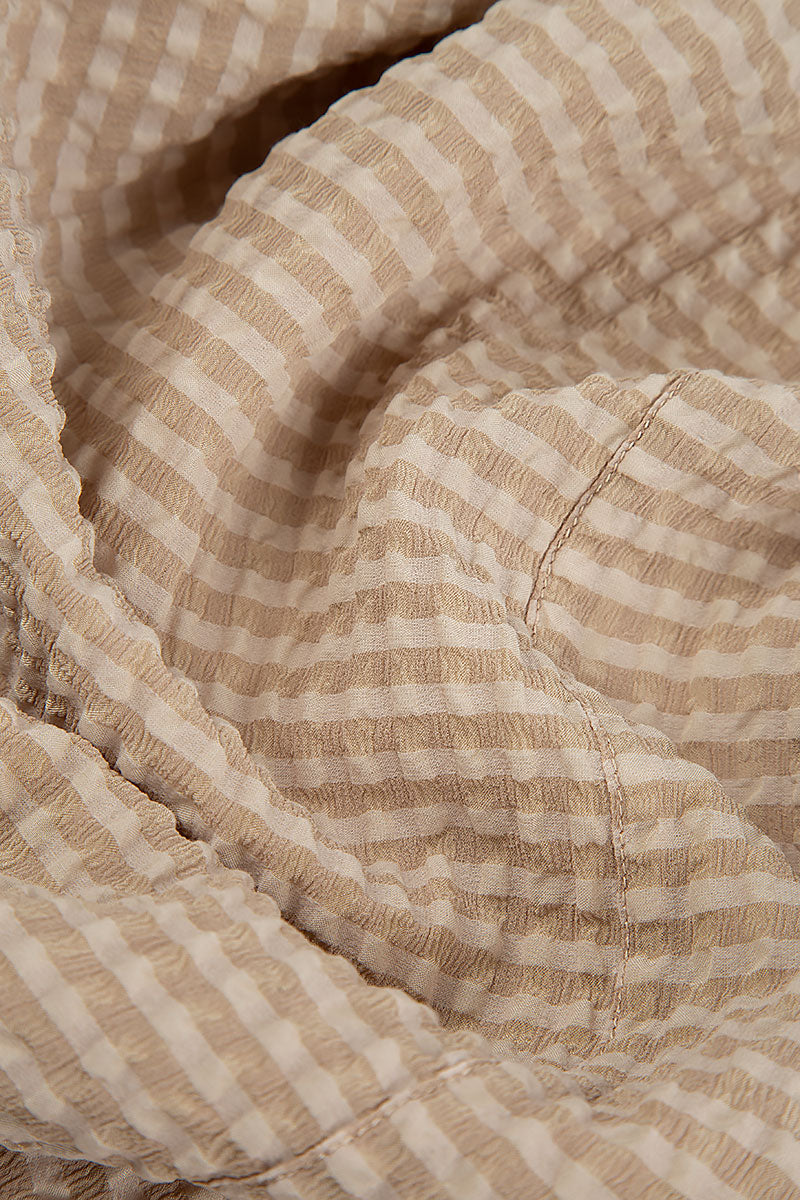 Longer Back Beige Textured Silk Tunic