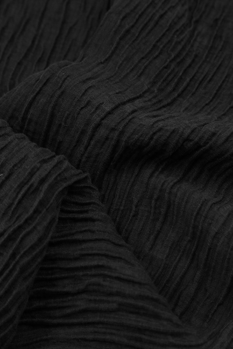 Longer Back Crinkled Black Tunic