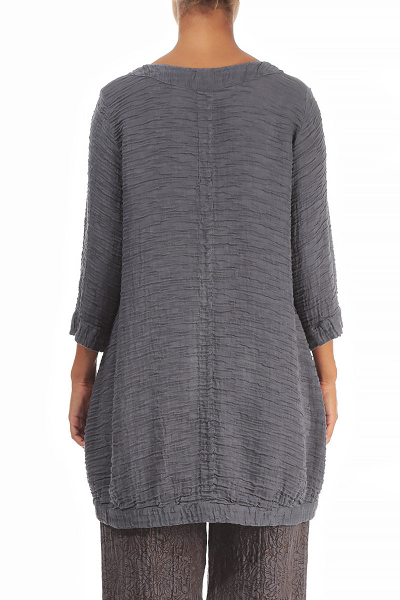 Longer Back Crinkled Iron Silk Tunic