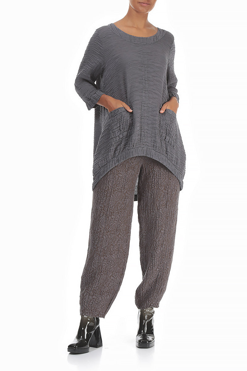 Longer Back Crinkled Iron Silk Tunic