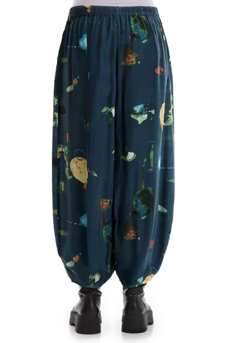 Loose Fairy-Tale Print Silk Bamboo Trousers