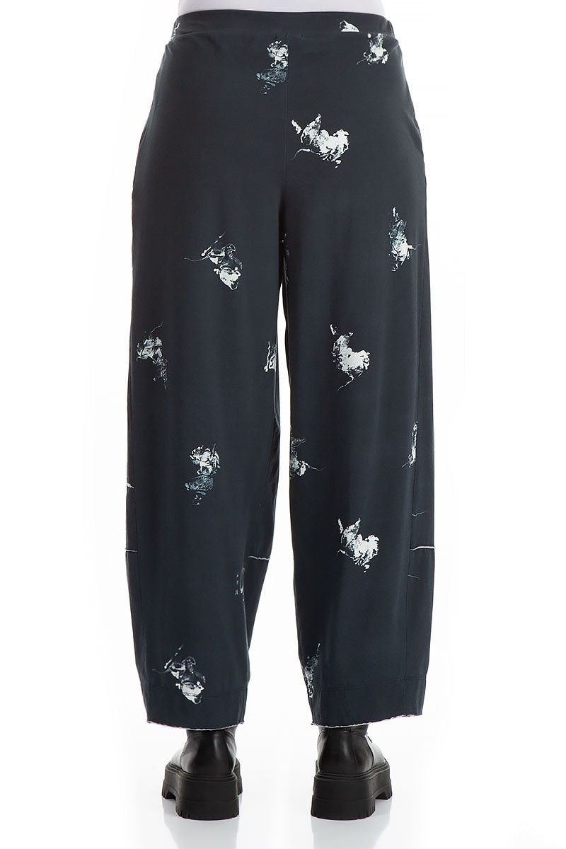 Loose Abstract Print Jersey Cotton Trousers