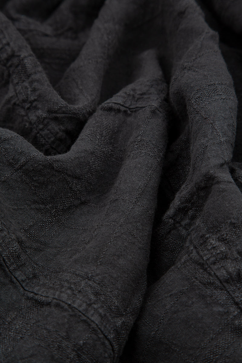 Loose Anthracite Patterned Linen Trousers