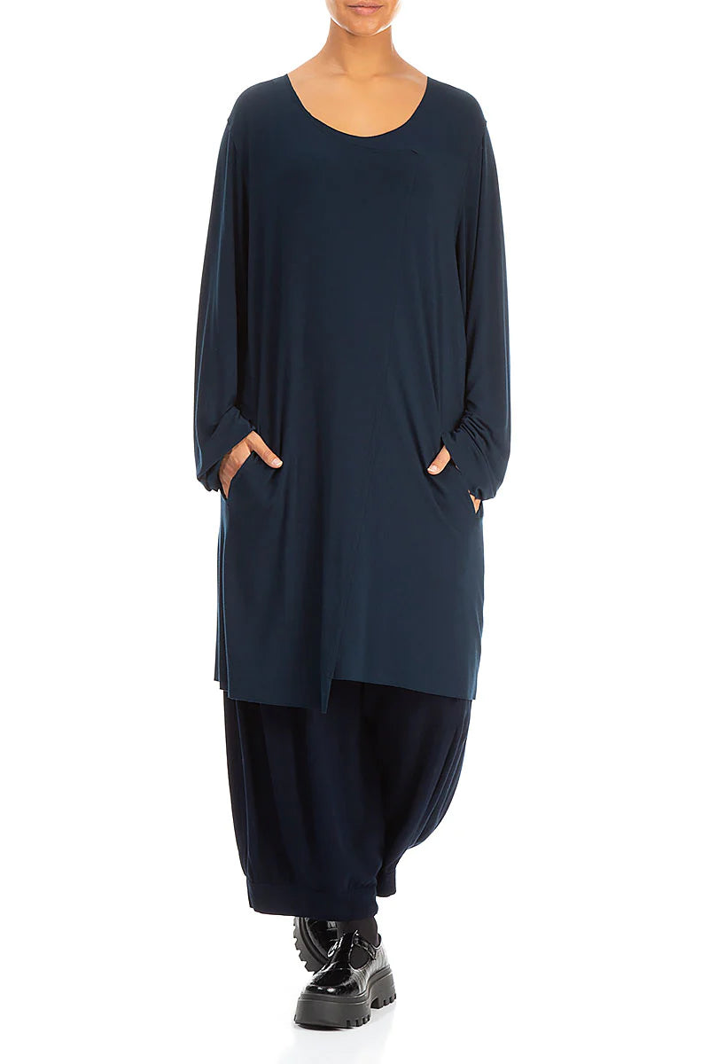 Loose Boxy Navy Cotton Tunic