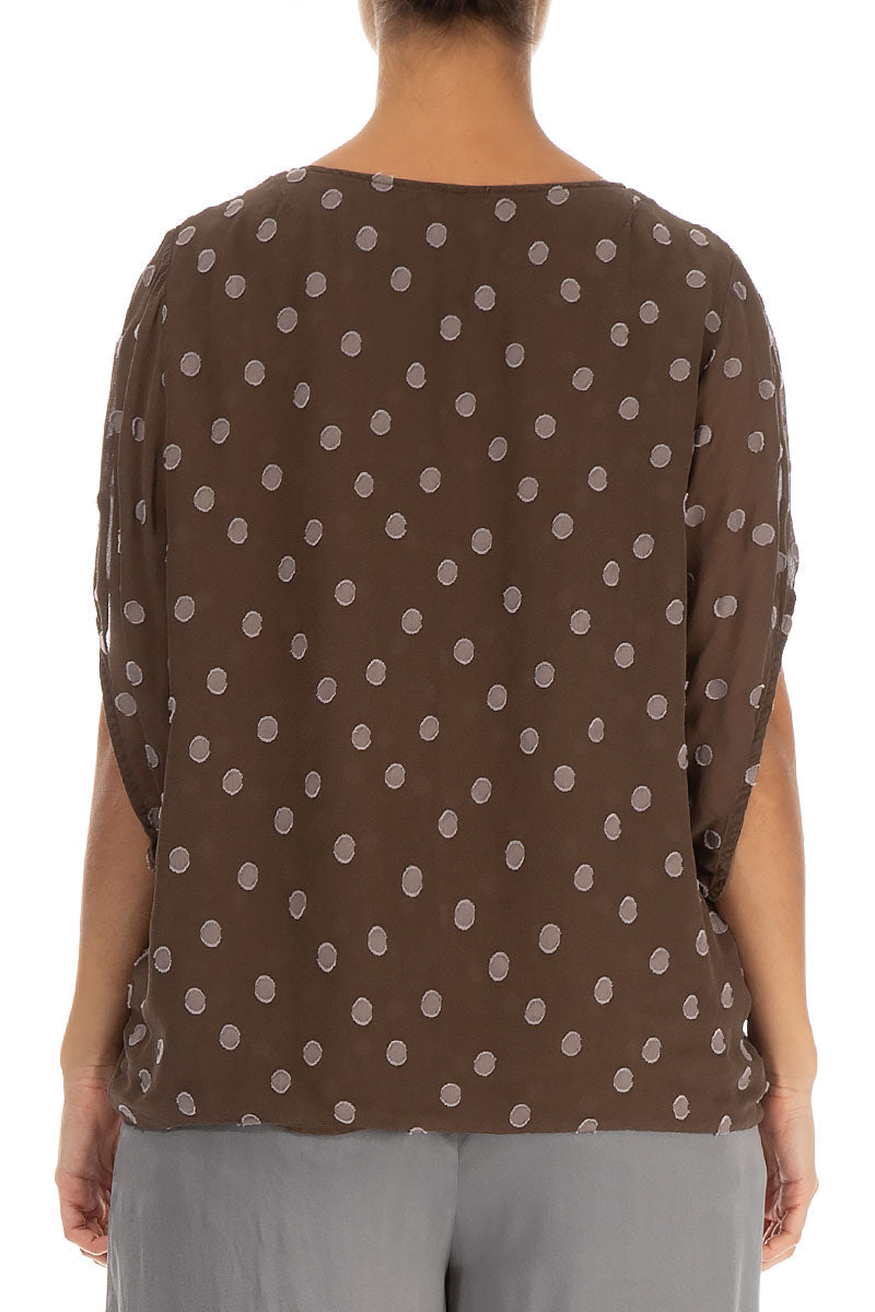 Loose Chocolate Dotty Silk Blouse