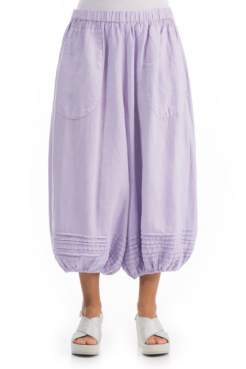 Loose Cropped Purple Linen Trousers