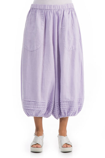 Loose Cropped Purple Linen Trousers