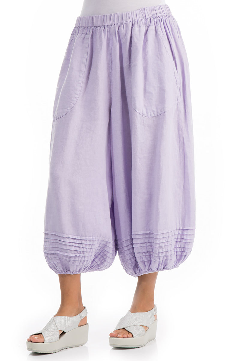 Loose Cropped Purple Linen Trousers