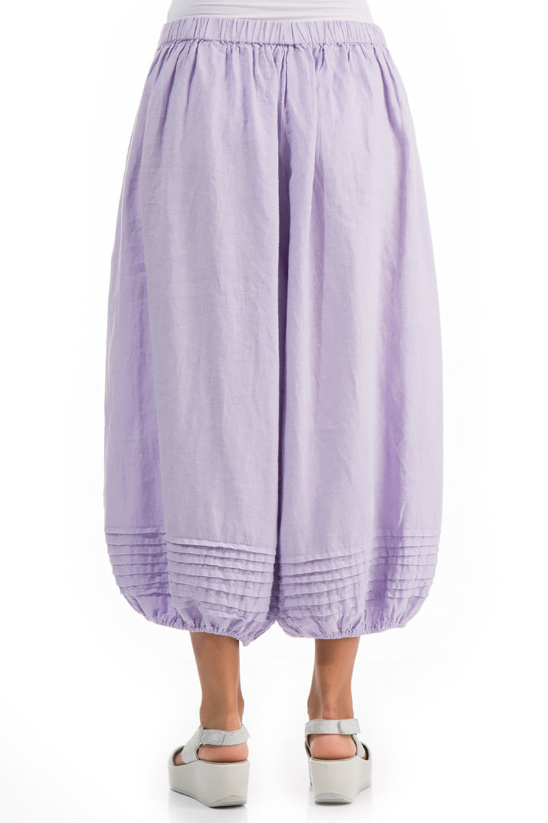 Loose Cropped Purple Linen Trousers