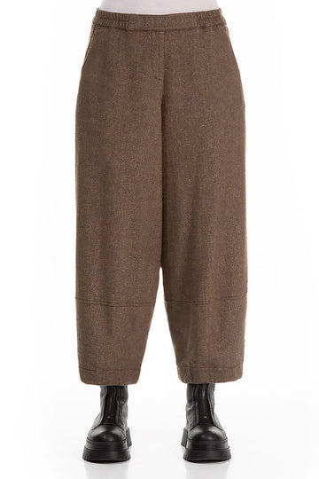 Loose Pepper Brown Wool Linen Trousers