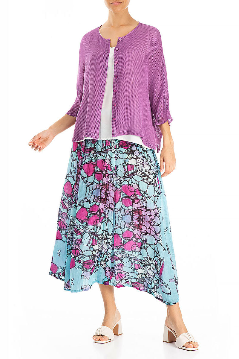 Crinkled Gemstone Silk Viscose Maxi Skirt