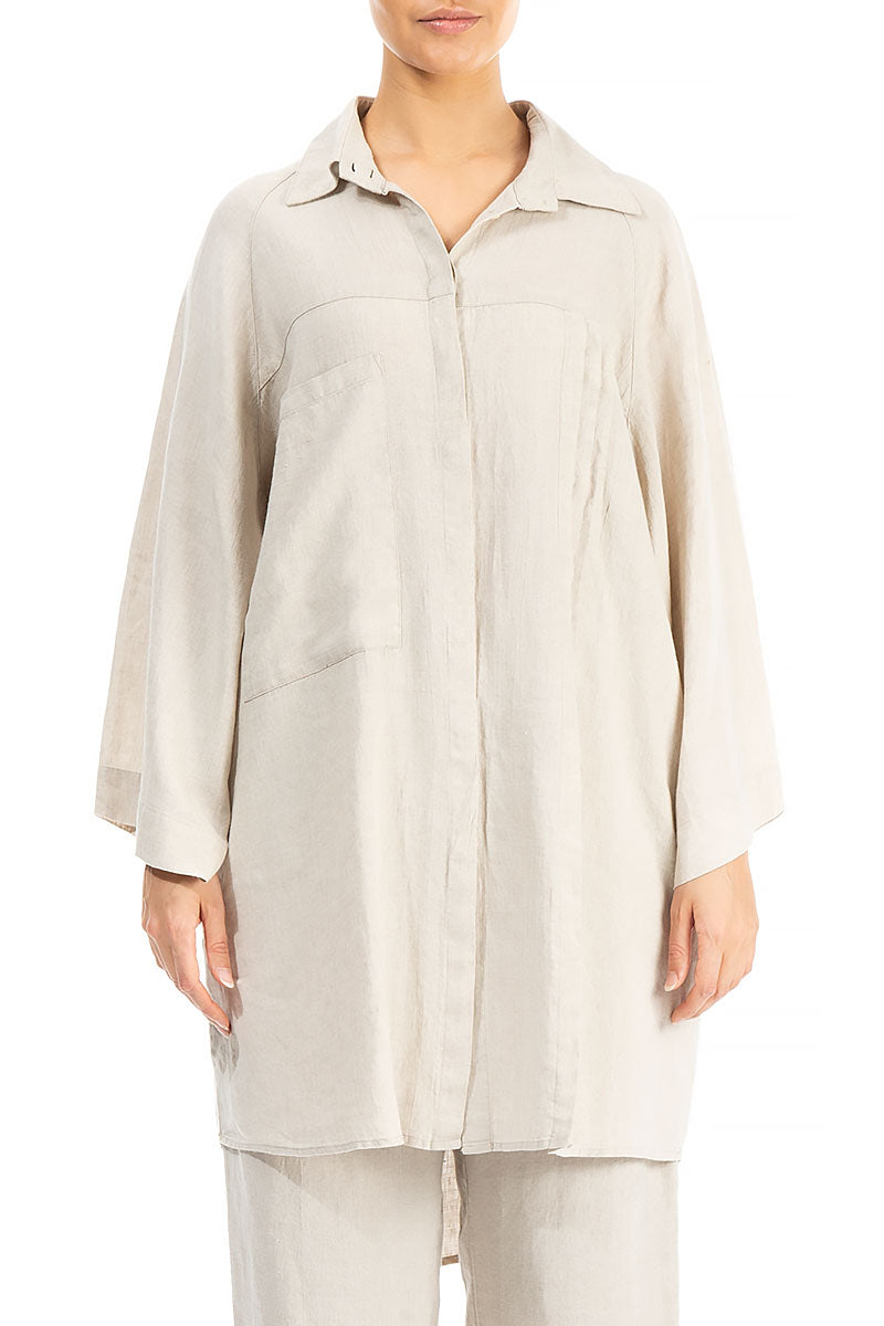Loose Longer Back Natural Linen Shirt