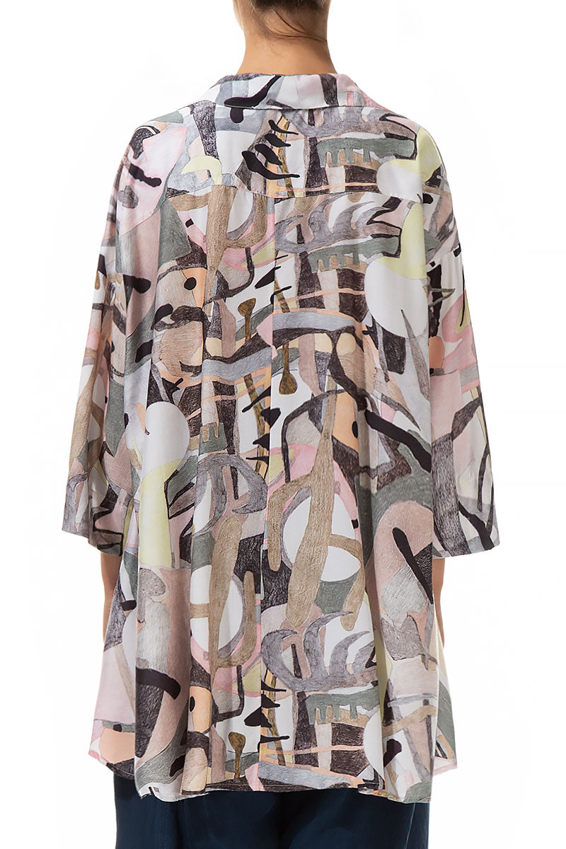 Loose Pastel Art Silk Bamboo Shirt