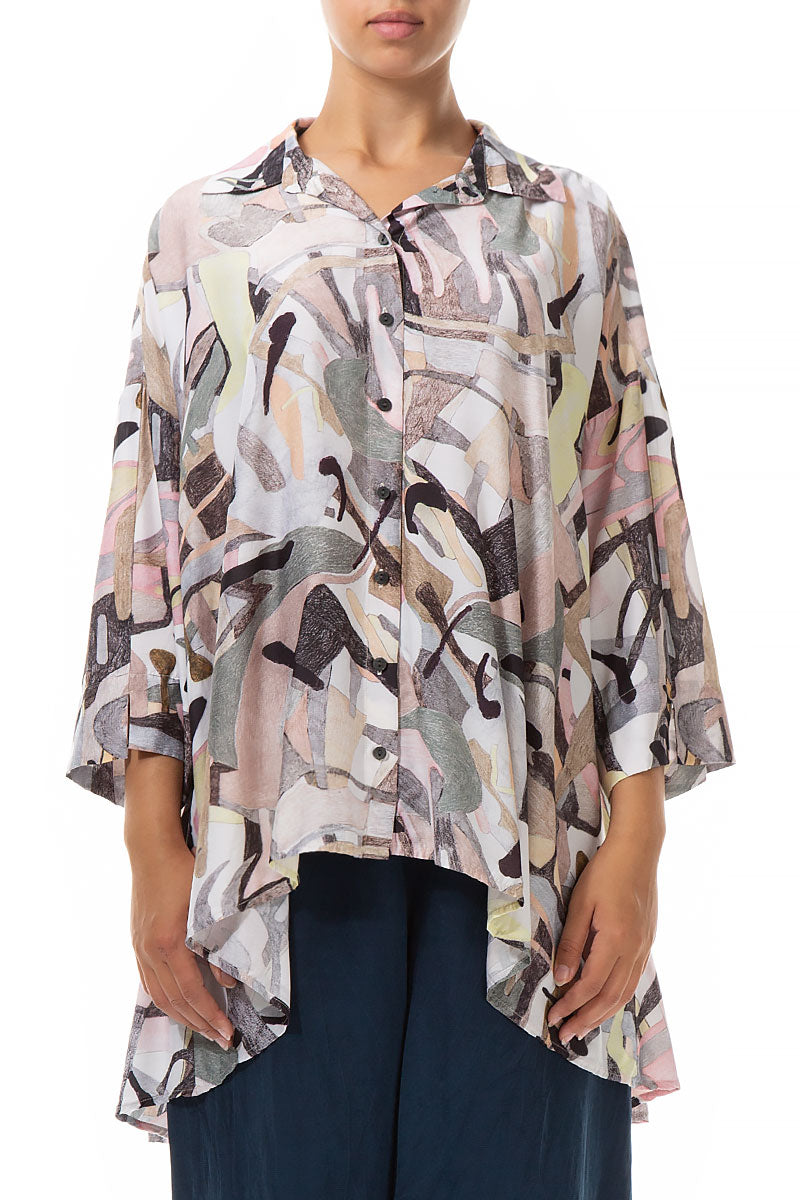 Loose Pastel Art Silk Bamboo Shirt