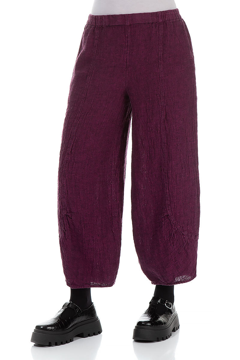 Loose Royal Fuchsia Mélange Linen Trousers