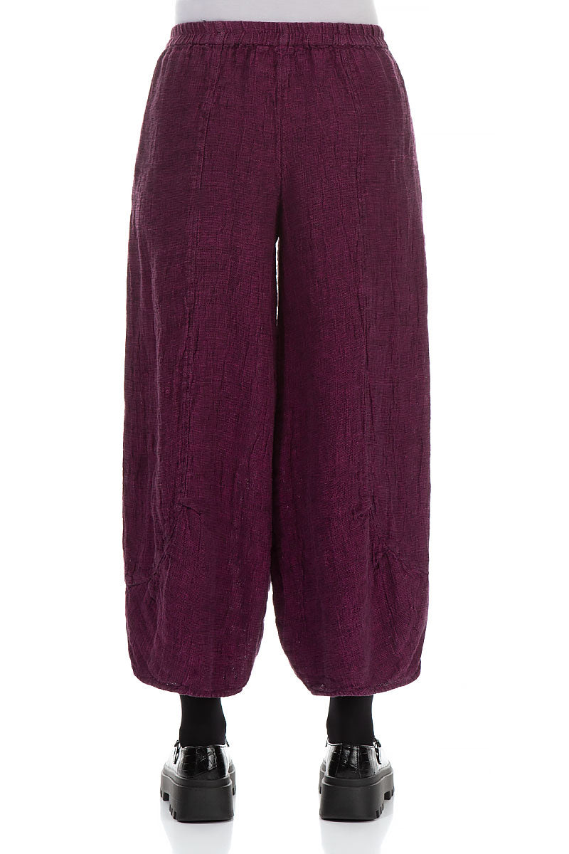 Loose Royal Fuchsia Mélange Linen Trousers