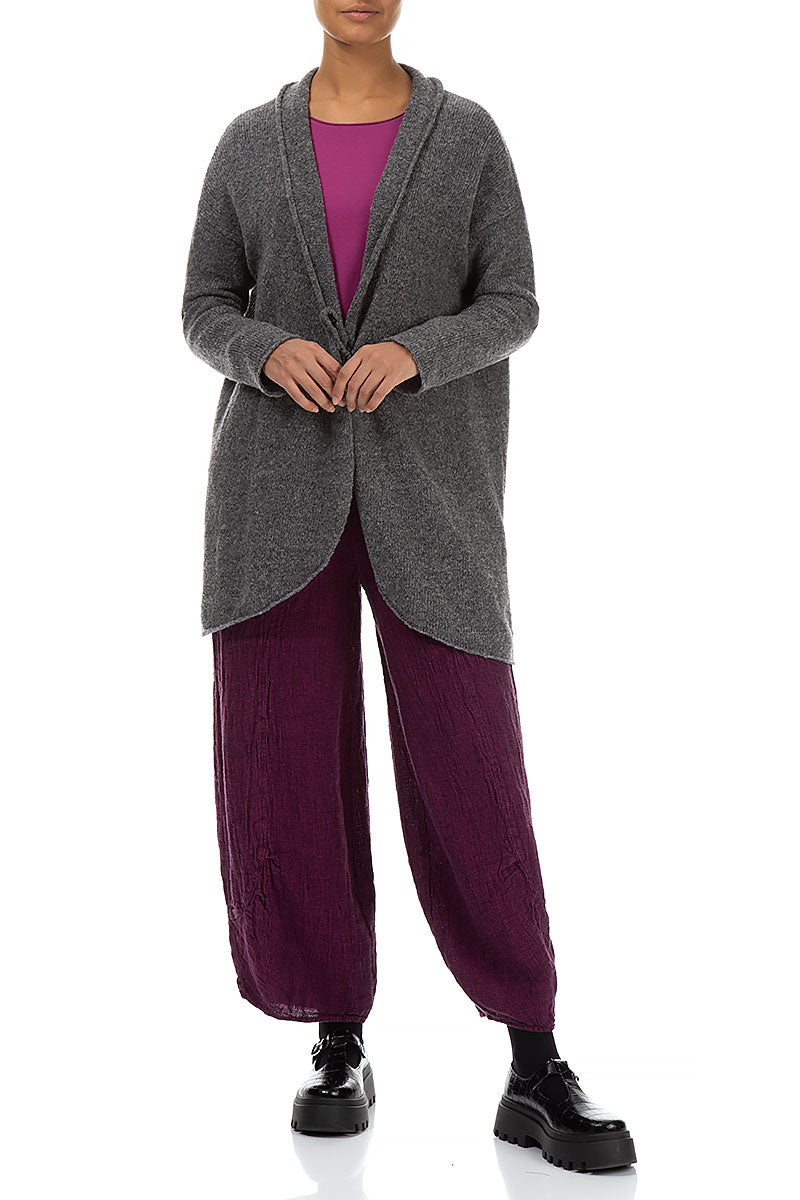 Loose Royal Fuchsia Mélange Linen Trousers