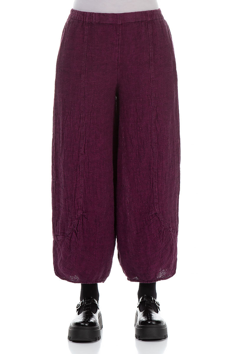 Loose Royal Fuchsia Mélange Linen Trousers
