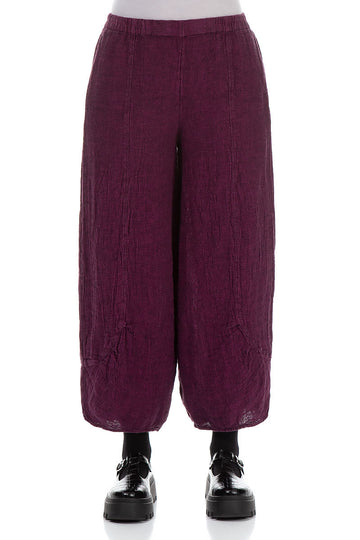 Loose Royal Fuchsia Mélange Linen Trousers