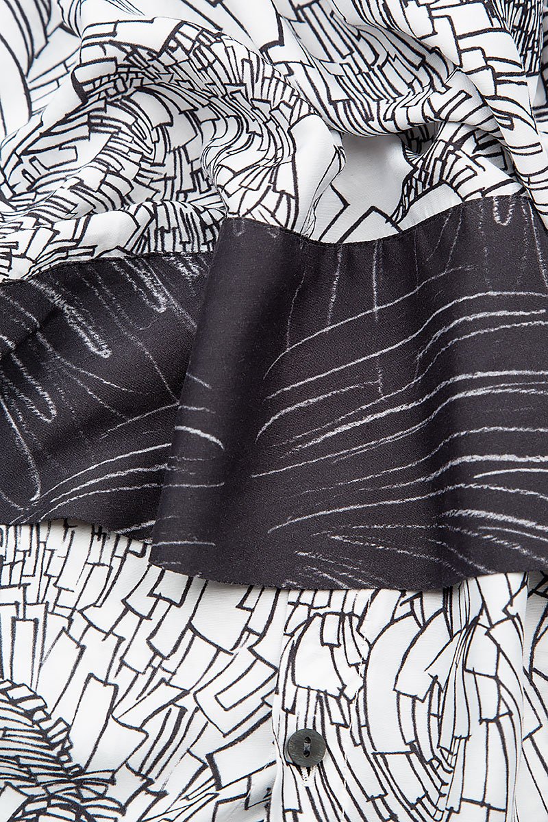 Loose White Printed Silk Bamboo Shirt