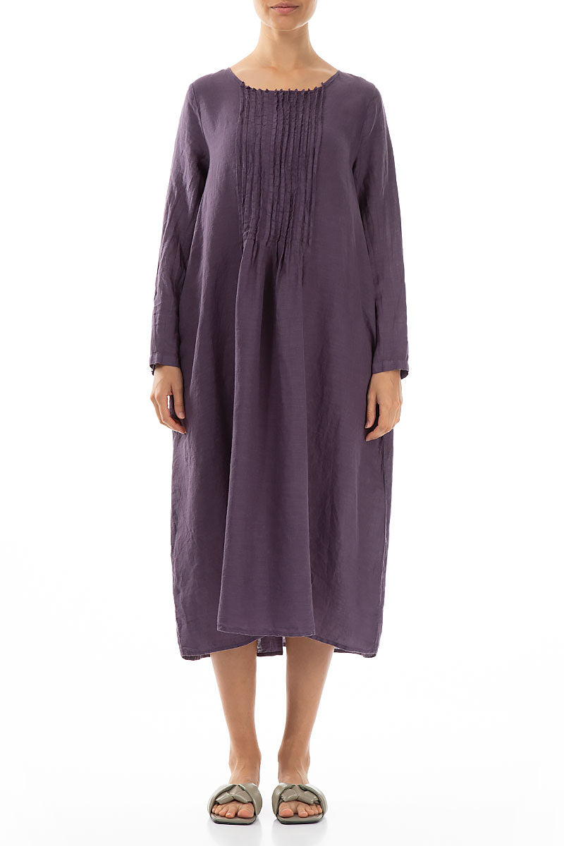 Long sleeves Amethyst Linen Shirt Dress