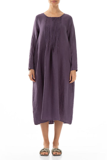Long sleeves Amethyst Linen Shirt Dress