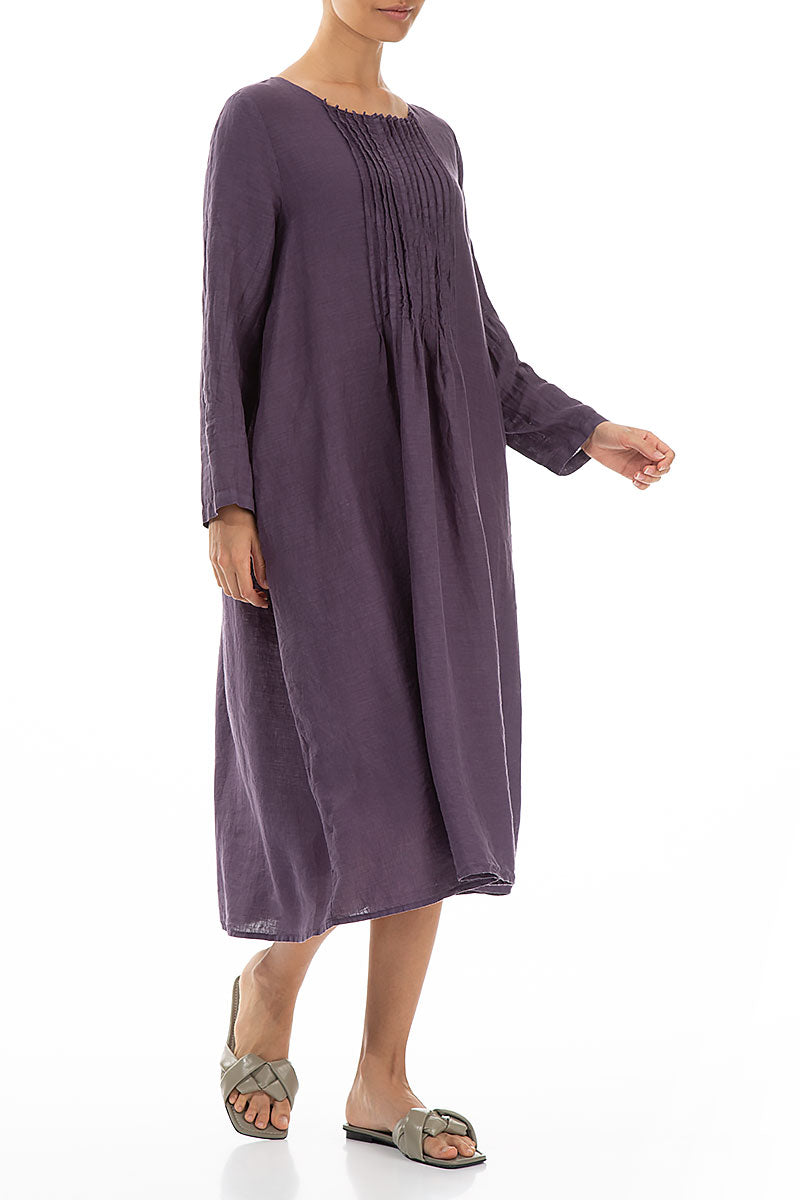 Long sleeves Amethyst Linen Shirt Dress
