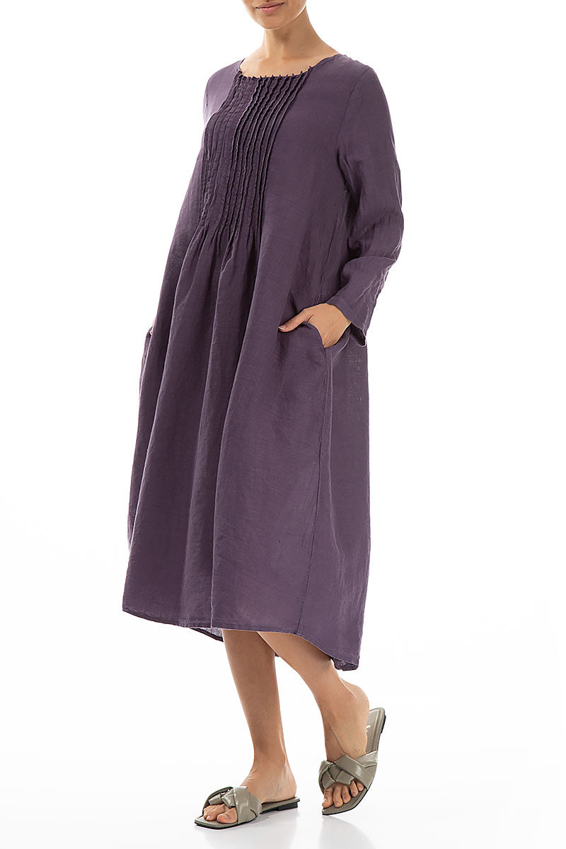 Long sleeves Amethyst Linen Shirt Dress