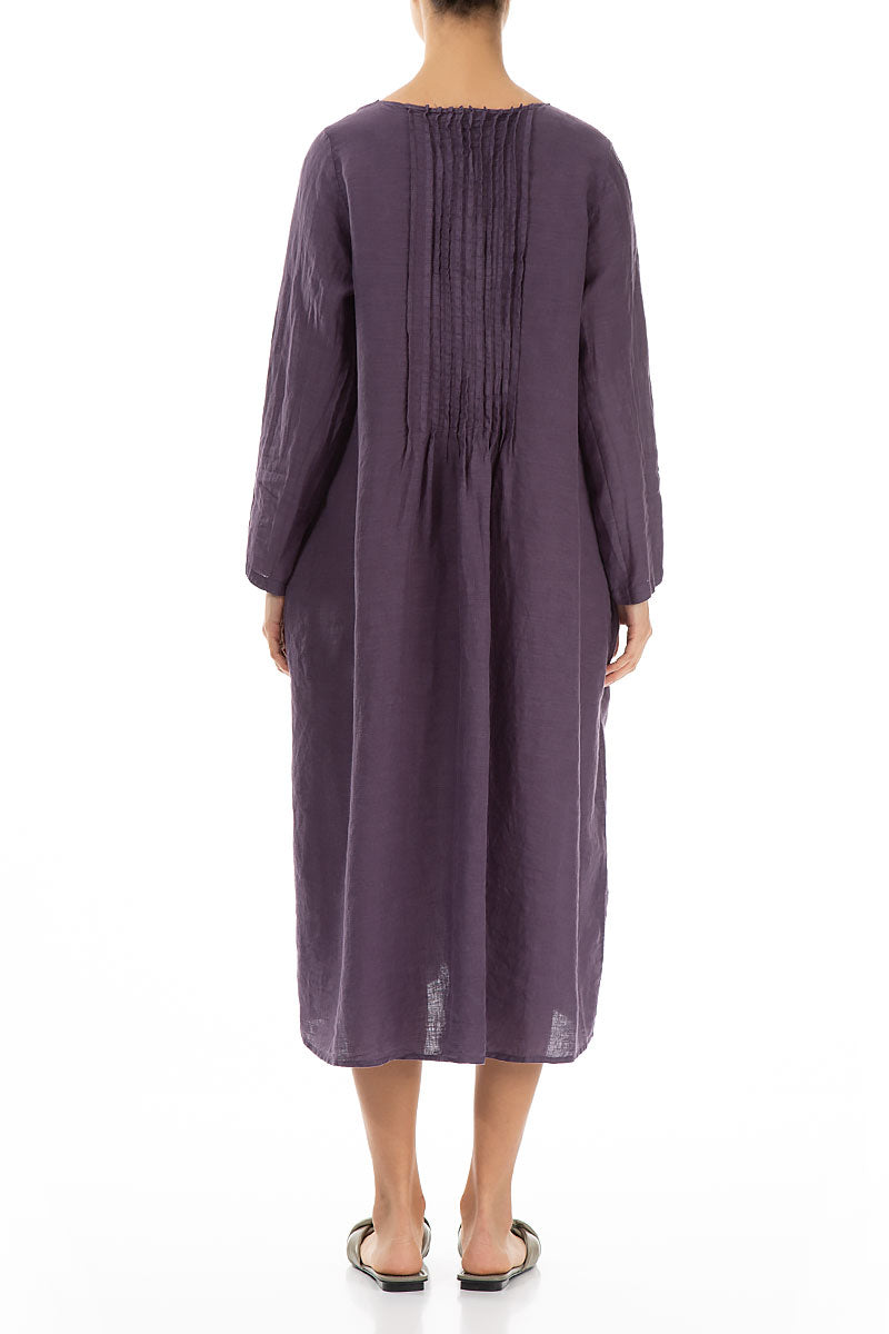 Long sleeves Amethyst Linen Shirt Dress