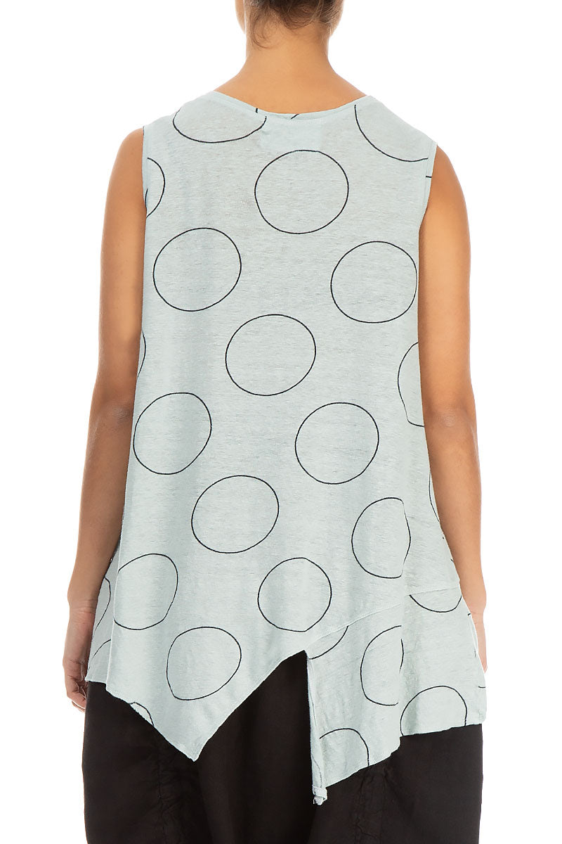 Asymmetric Circle Print Linen Top