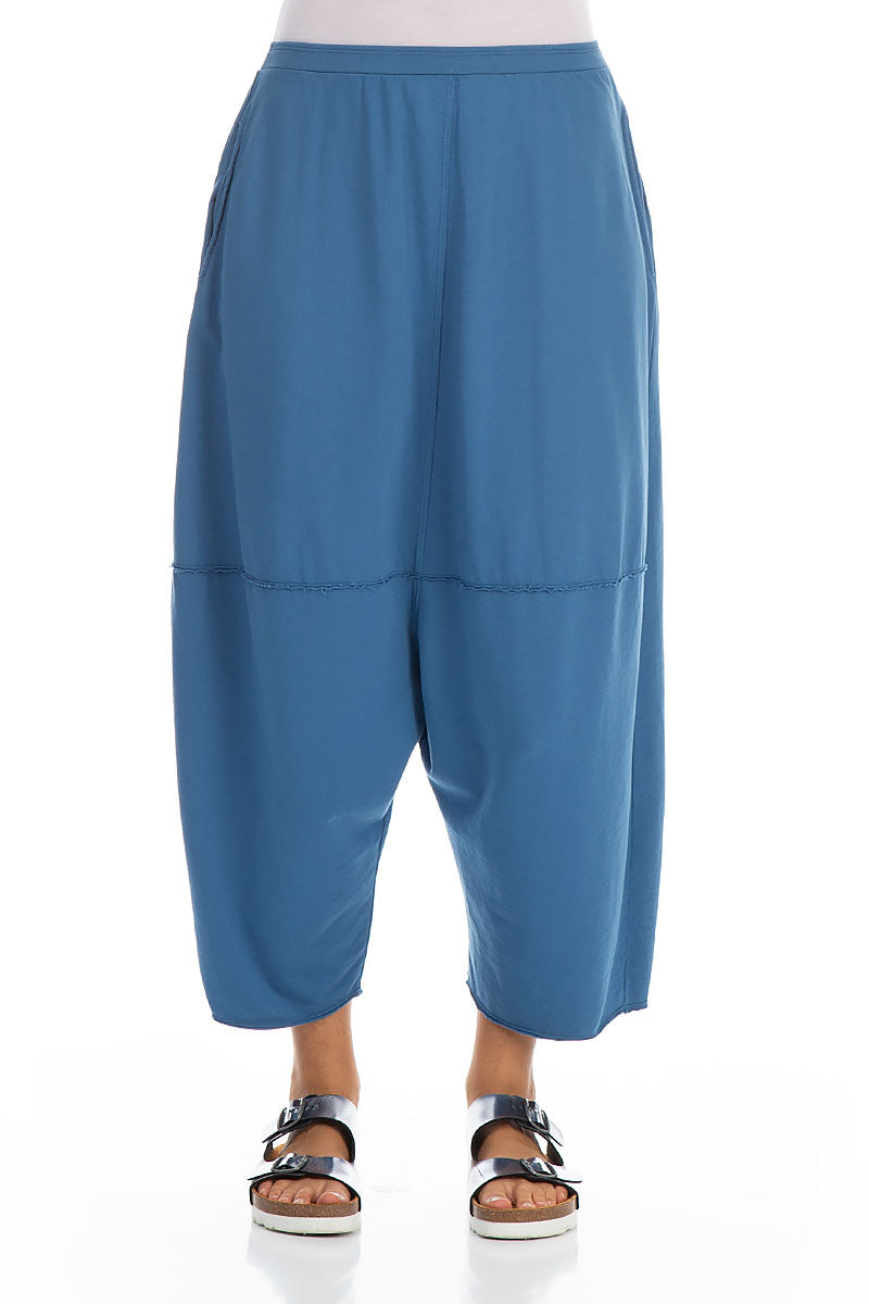 Wide Baggy Atlantic Blue Cotton Trousers