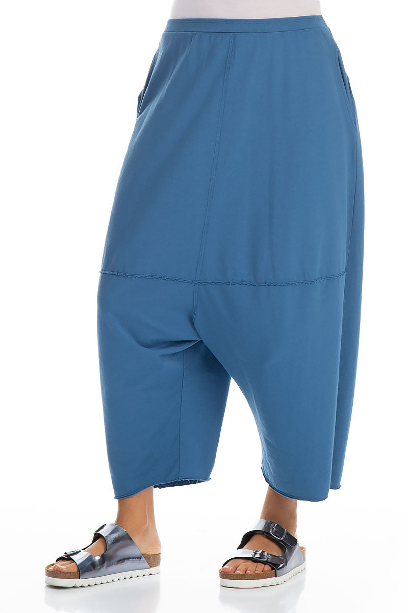 Wide Baggy Atlantic Blue Cotton Trousers