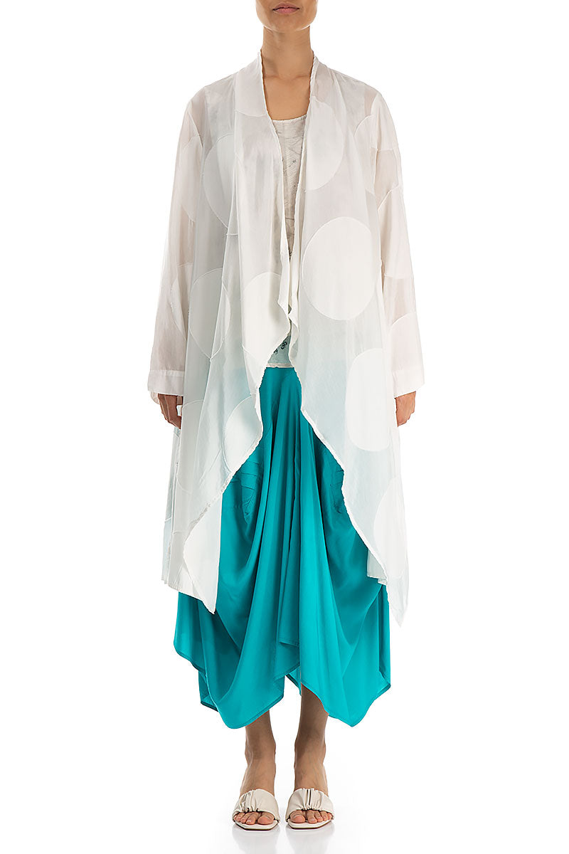 Large Bubbles White Silk Cotton Waterfall Jacket
