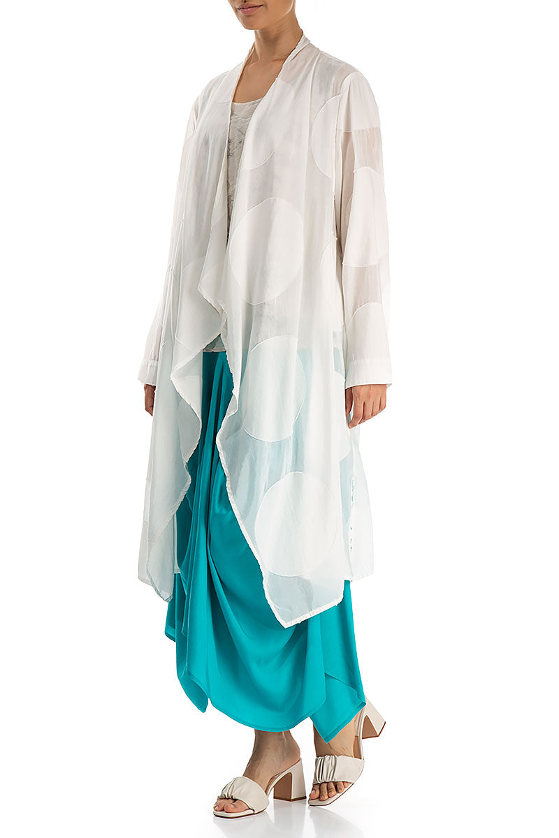 Large Bubbles White Silk Cotton Waterfall Jacket