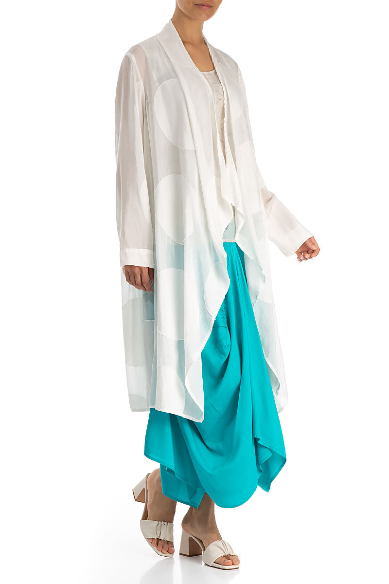 Large Bubbles White Silk Cotton Waterfall Jacket
